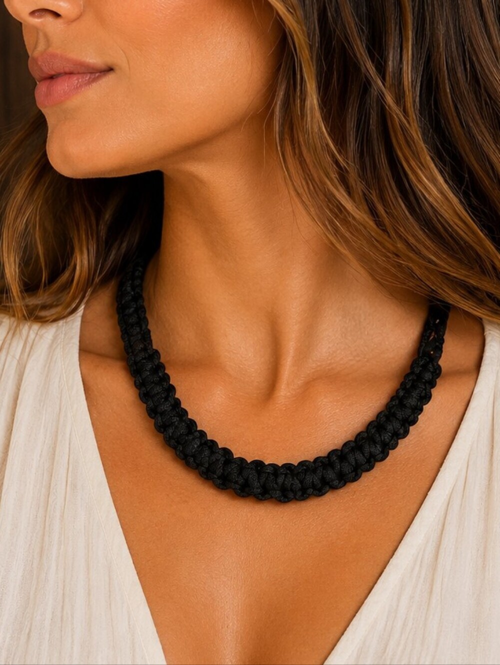 3/$30 Black Macrame Chunky Necklace